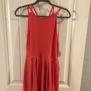 Coral double spaghetti strap dress
